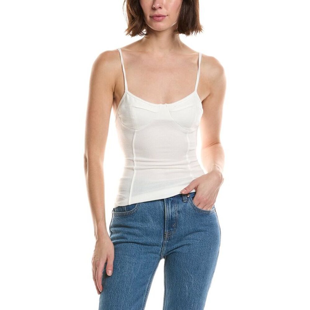 Nia Womens  Ribbed Hacci Corset Tank, White